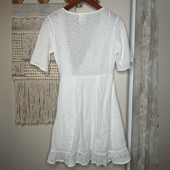 Japna White Eyelet Wrap Dress - Picture 3 of 5